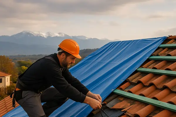 intervention de bachage d'urgence suite à intempérie, Ariege