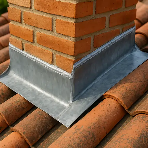Étanchéité zinc autour d'une souche de cheminée